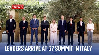 World leaders arrive at G7 summit in Italy [upl. by Elleinad640]