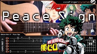 Boku no Hero Academia Season 2 Opening  Peace Sign  Fingerstyle Cover 【TAB amp Chord】Tutorial [upl. by Isa553]