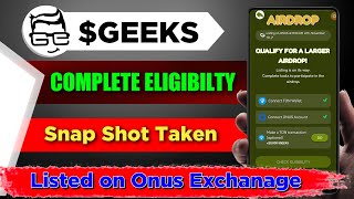 geeks airdrop real or fake  geeks airdrop listing  geeks airdrop onus exchange connect  geeks [upl. by Akenn]