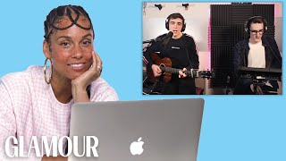 Alicia Keys Watches Fan Covers on YouTube  Glamour [upl. by Llevra]