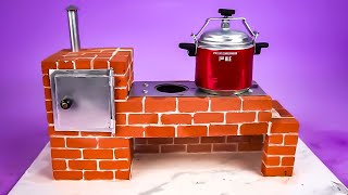 Construction of a mini brick kitchen  Great DIY Ideas for Cooking and Crafting  Diy amp Inventus [upl. by Aivila]