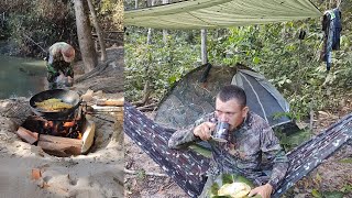 Acampamento sozinho em mata na beira do Rio Cedro e peixe frito pro almoço [upl. by Airelav]