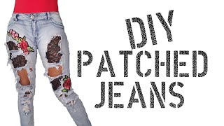 DIY How to Patch Distressed Jeans [upl. by Sisely]