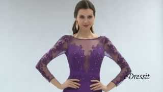 eDressit Long Sleeves Applique Purple Evening Dress Formal Dress [upl. by Sinclair]