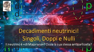 Decadimenti neutrinici 1 2 o Zero neutrini Sono di Majorana Ossia autoantiparticella [upl. by Nylicaj]