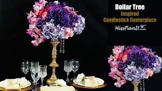 Dollar Tree Inspired Candlestick Centerpiece  DIY Tall Centerpiece  DIY Tutorial [upl. by Nessej]