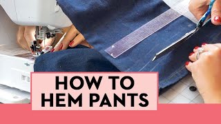 How to EASILY Hem Pants At Home  Beginner Sewing Tutorial  Good Housekeeping [upl. by Darlene69]