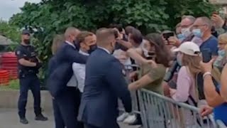 Watch French President Macron get slapped across the face while in southern France [upl. by Uda]