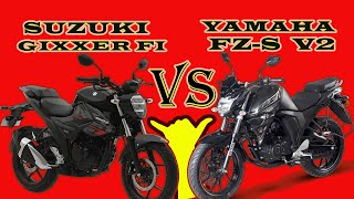 Yamaha FZS V2 VS New Suzuki Gixxer fi abs Comparison amp User Review  Which is best for you [upl. by Tezil]