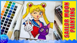 How to Draw Sailor Moon 🌙 Watercolor Painting [upl. by Nuahsyt]