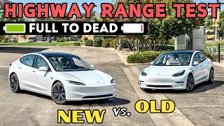 Old vs New Tesla Model 3 Highway Range Test Huge Improvement For Refresh  Long Range AWD [upl. by Nagorb939]