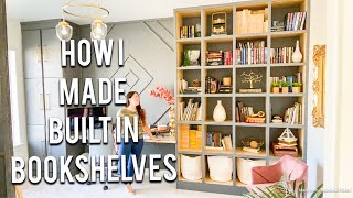 HOW TO MAKE BUILT IN BOOKSHELVES  DIY Shelves Built ins [upl. by Alaikim]