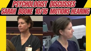 Psychologist Discusses Sarah Boones 1016 Motions Hearing [upl. by Ariana]