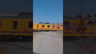 Union Pacific track inspection car at railroad crossing [upl. by Madlen29]