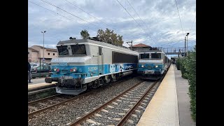 Antibes SNCF TGV TER Regio 2N double decker EMU and B22200 loco pushpull sets [upl. by Wootten]