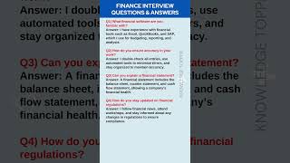 Finance Interview Questions and Answers [upl. by Hayyikaz292]