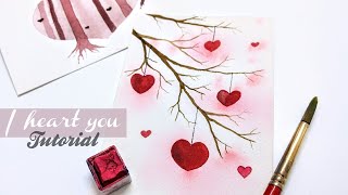 How to paint valentines day cards 2023 » EASY heart themed watercolor card ideas for beginners [upl. by Nicolais]