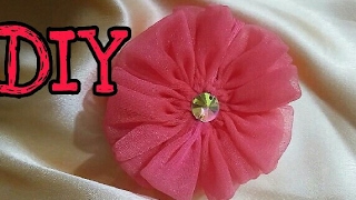 DIY Tutorial How to make Easy Fabric Flower Rose  How to make a circular Tulle flower  net flowers [upl. by Siubhan]