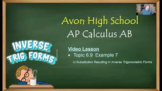 Avon High School  AP Calculus AB  Topic 69  Example 7 [upl. by Russel]