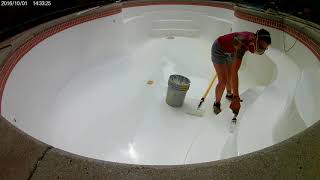 Painting our fiberglass swimming pool with epoxy paint [upl. by Cosmo887]