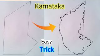 Karnataka Map Drawing  How To Draw Karnataka Map  Karnataka Map  Easy Method [upl. by Abdel]