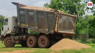 dumper truck full loaded truck transporting truck dumper unloading [upl. by Rosane]