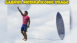 Gabriel Medina ICONIC Gravity Defying Image  Standing in AIR dubbed as Picture of Olympics Surfing [upl. by Ayokahs]