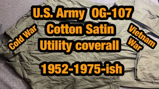 US Army OG107 Cotton Utility coveralls 19521975 ish Cold WarVietnam war [upl. by Issiah896]