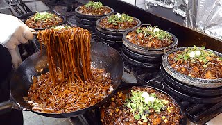 돌짜장 Amazing Seafood Black Bean Noodles on 250℃ 482℉ Hot Stone Plate  Korean street food [upl. by Amek]