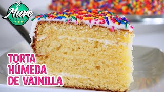 TORTA HÚMEDA DE VAINILLA con buttercream súper ESPONJOSA  Muve Flavors [upl. by Ynnol]