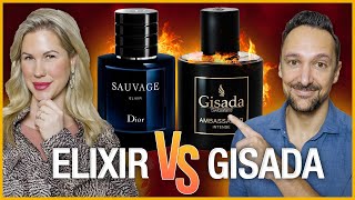 EPIC FRAGRANCE BATTLE GISADA AMBASSADOR INTENSE VS DIOR SAUVAGE ELIXIR [upl. by Akimak]