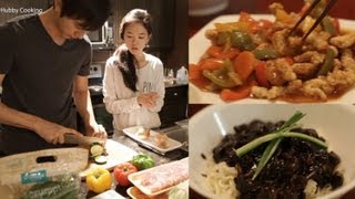 Hubby Cooking  Jajangmyun amp Tangsooyook [upl. by Harima]