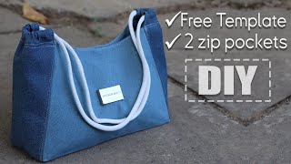 DIY DENIM BAG MAKING FROM CLOTH  Old Jeans Recycle Free PDF Template [upl. by Yntruoc772]