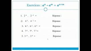 propriété des exposant 1 0 [upl. by Vonni]