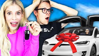 Surprising My HUSBAND with a NEW TESLA His Dream Car  Rebecca Zamolo [upl. by Ruthanne480]