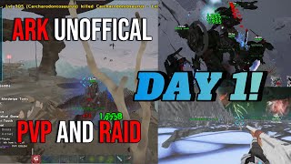 Day 1 Fusion Raiding and PvP  ARK unofficial PvP [upl. by Kaile134]