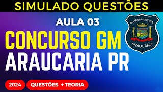 SIMULADO QUESTÕES GM Araucária PR aula 3 2024 Estatuto Geral das Guardas Municipais Lei 130222014 [upl. by Atnahc]