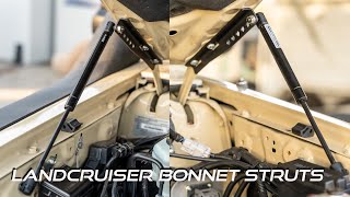 70 series landcruiser bonnet strut kit install [upl. by Senilec]