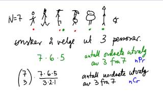Statistikk 5B  Permutasjoner og binomialfordelingen [upl. by Norac796]
