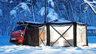 ❄️ Amazing Truck Camping in Snow Storm  Cozy amp Relaxing ASMR [upl. by Hasheem510]