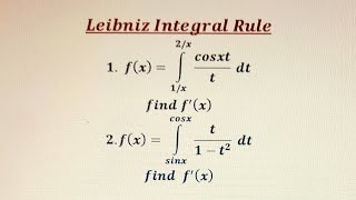 Two important problems based on Leibniz integral Rule [upl. by Sabsay]