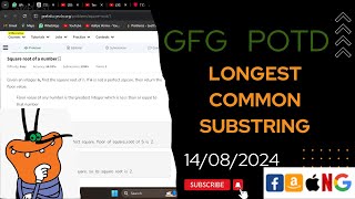 Longest Common Substring  gfg potd today  POTD  GFG Problem of the Day  C [upl. by Phillie434]