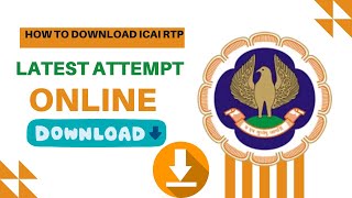 How to Download ICAI RTP  ICAI Revision Test Paper download Process  How to Download latest RTP [upl. by Lody]