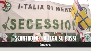 Pontida i leghisti espongono lo striscione quotItalia ma secessionequot [upl. by Yllil]