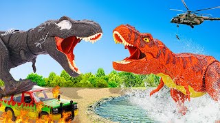 SPINOSAURUS VS CARNOTAURUS VS ALLOSAURUS  Jurassic World Movie for Families  RED DINO [upl. by Celestina962]