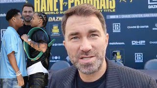 Eddie Hearn PREDICTS Devin Haney vs Regis “Linares ROCKED Dev Regis is the HARDEST Puncher at 140” [upl. by Ttayw]