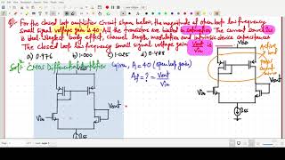 Closed Loop Voltage Gain in a CMOS Differential Amplifier Gate 2024 EC [upl. by Carolyne51]