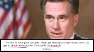 Health Care Mitt Romney flipflops on Health Care  WhichMittcom [upl. by Tniassuot508]