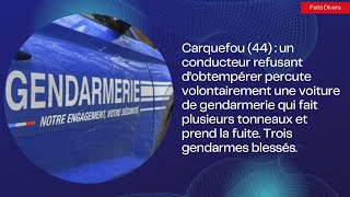 Carquefou un conducteur refusant d’obtempérer percute volontairement une voiture de gendarmerie [upl. by Otineb]