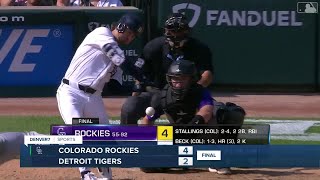 Jacob Stallings RBI double in the ninth helps Rockies beat the Tigers 42 [upl. by Neelrac30]